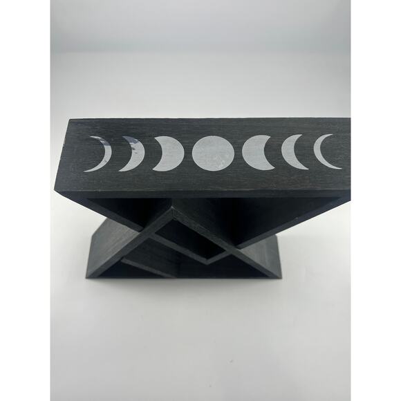 Black Shelved Triangle Star Multi Level Boho Moon Whimsy Goth Wood Home Decor - Picture 11 of 15